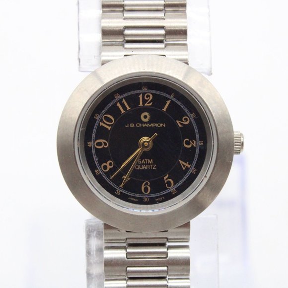 J.B Champion Watch Womens Silver Tone Stainless Steel Classic Black Dial Rare - Picture 3 of 8